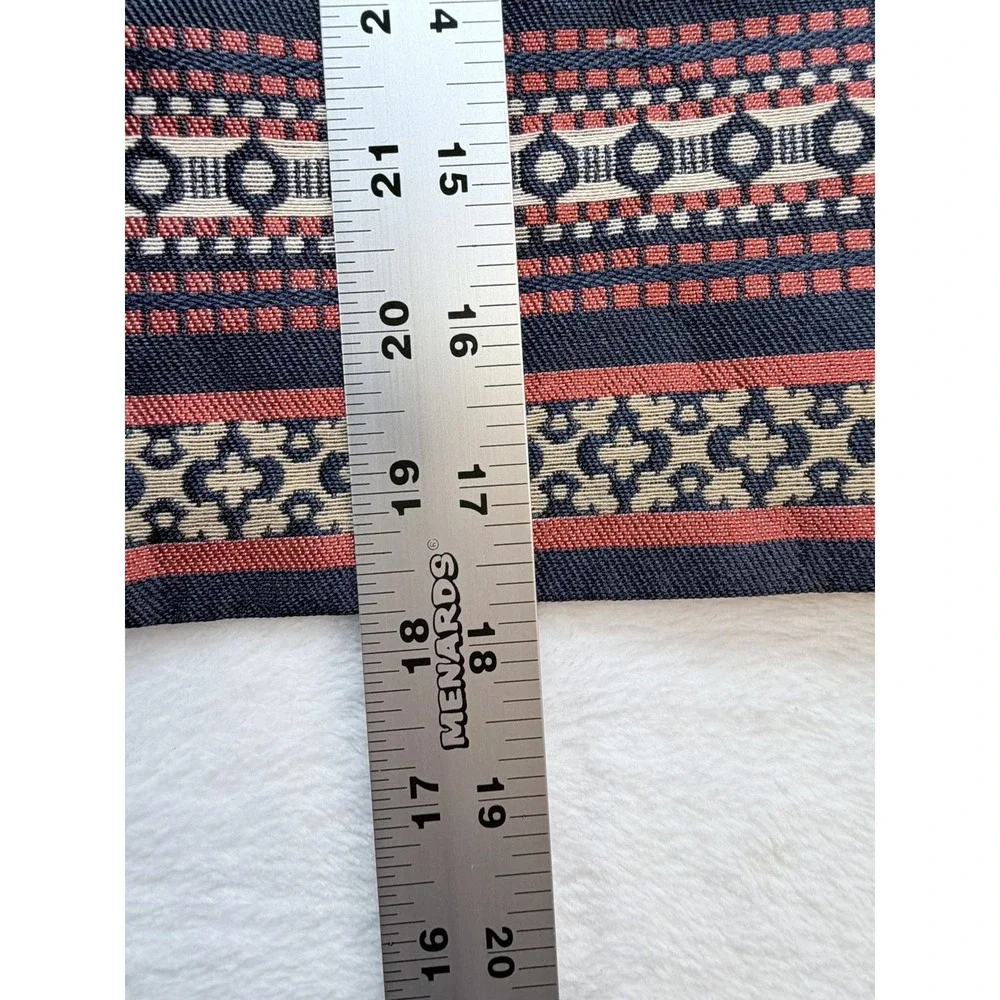 LOFT Jacquard Geometric Stripe Mini Skirt Size 0 Blue Red Woven Lined Zip Office